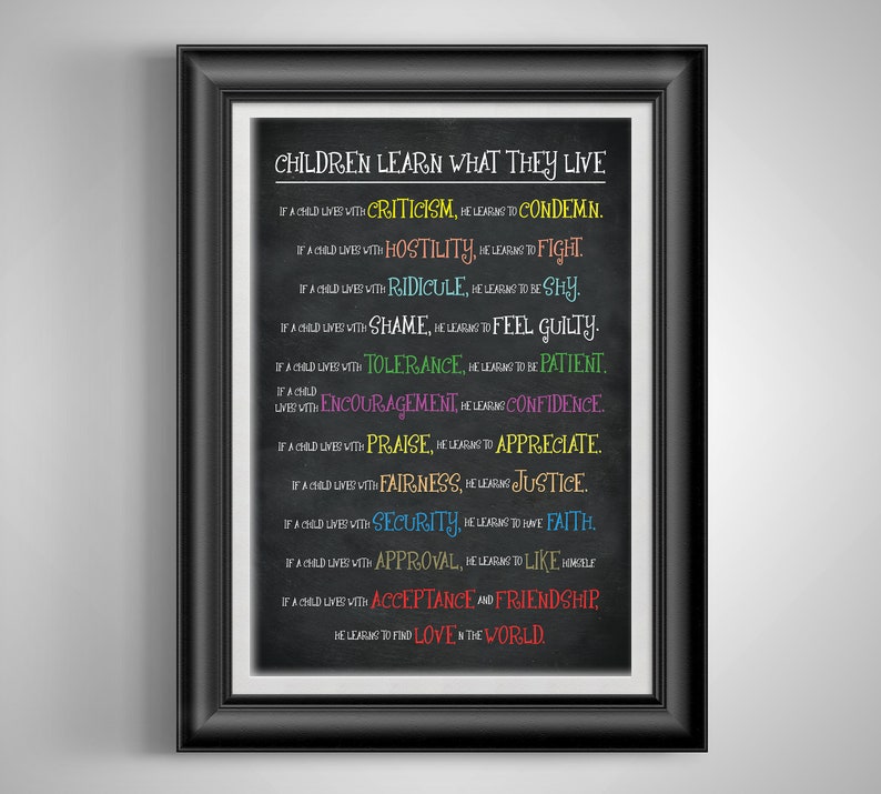 If a Child Lives With Poem Bedtime Prayers Children's | Etsy