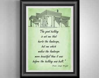 Gift for Architect Gifts Frank Lloyd Wright Print Designer Wall Art Architecture Print Architectural Print Unframed
