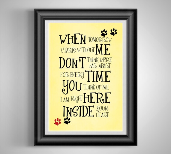 Dog Memorial Gift Wall Art When Tomorrow Starts Without Me -  Portugal