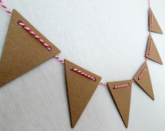 Cake Bunting Banner Kraft Natural Chipboard Pendants Die Cuts Triangle Pendants Scrapbooking Embellishment Cake Topper Bunting