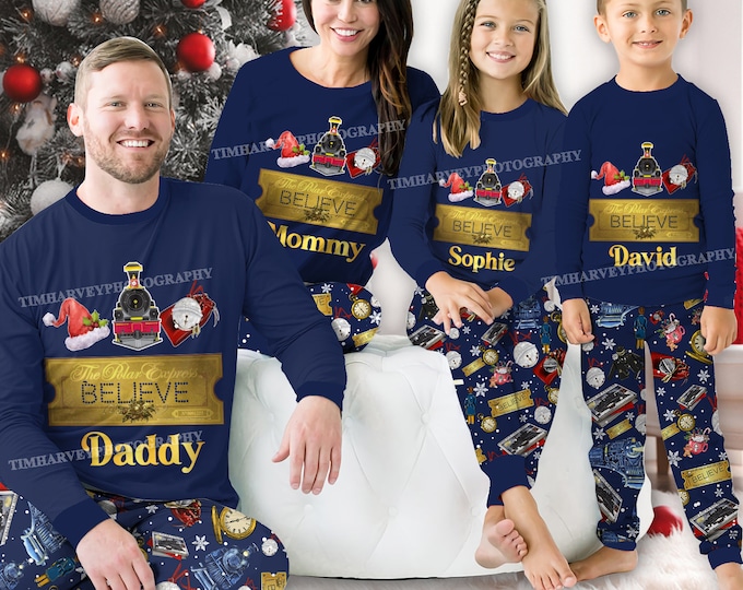 Personalized Christmas Family Pajamas Set Custom Christmas On Polar Express Pajama Believe Xmas Pajama Christmas Holiday Gift For Family