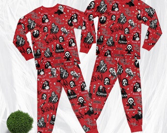 Horror Movies Character Family Pajamas Set Ghostfacee Pajama Set Believe Horror Killer Halloween Pajama Halloween Holiday Gift For Fans