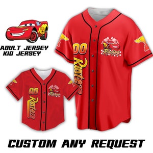 Custom Birthday Jersey Ddisney Car Baseball Jersey Ddisney Shirt Ddisney Cartoon Car Toy Outfit For Ddisney Lover Birthday Boys Girls Kids