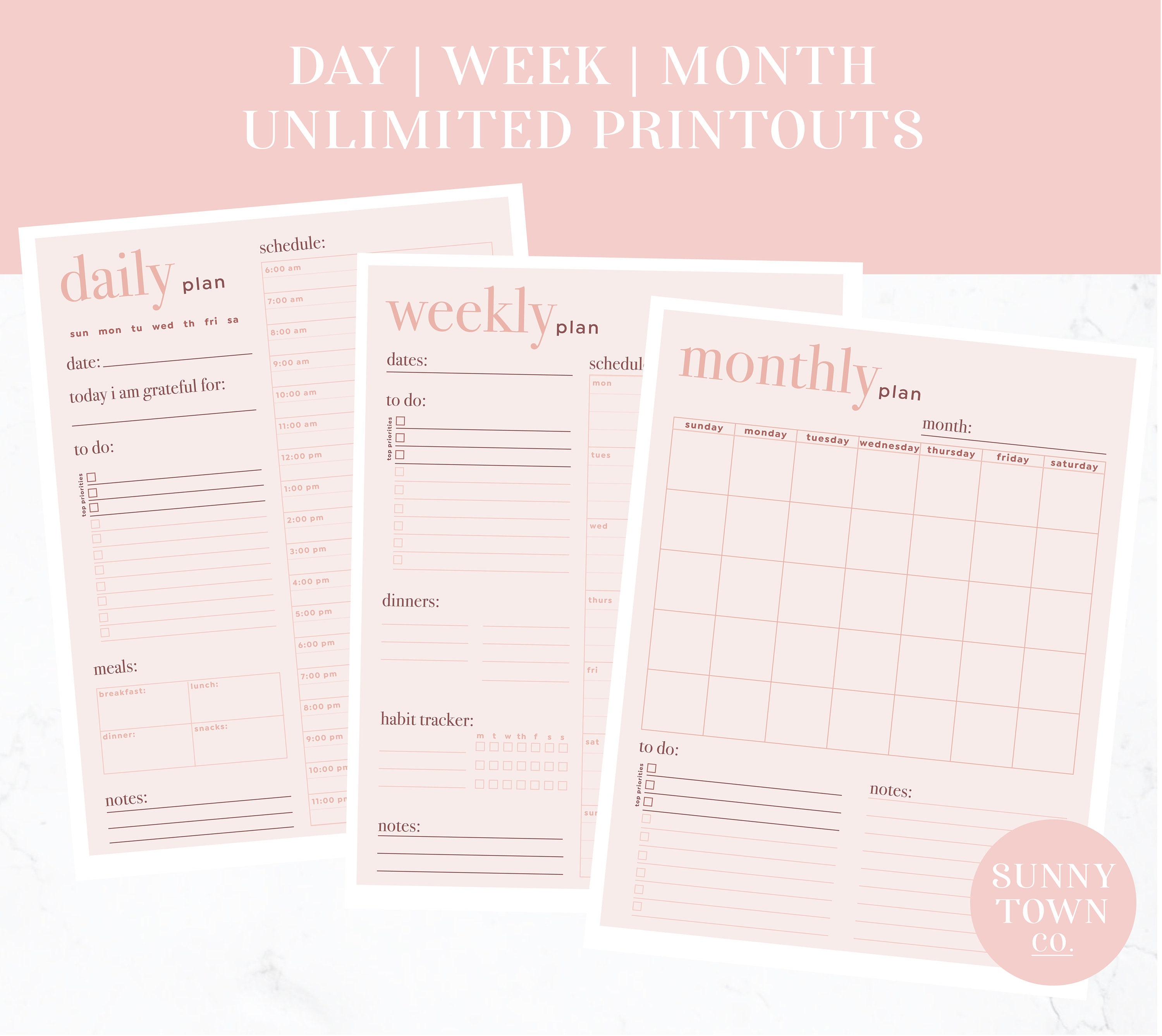 Printable Daily, Weekly, Monthly Planner | Vertical Letter Size 8 ...