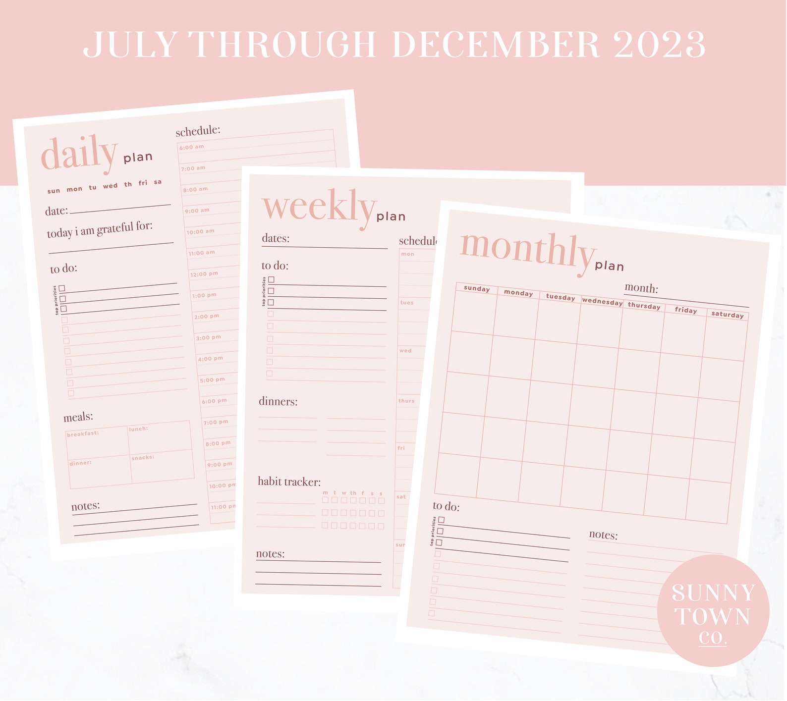 Printable Daily Weekly Monthly Planner Vertical Letter - Etsy