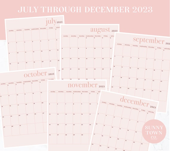 Printable Calendar Pages 6 Month July-december 2023 Vertical Letter Size 8.5x11in PDF Print at Home Monthly Planner Maeve Collection - Etsy printable-calendar-pages-6-month-july-december-2023-vertical-letter-size-8-5x11in-pdf-print-at-home-monthly-planner-maeve-collection-etsy