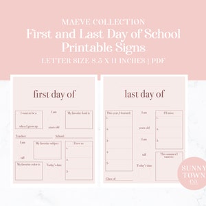 Printable First Day and Last Day of School Sign | Vertical Letter Size ...