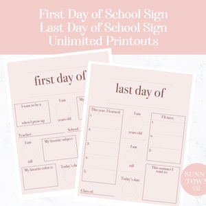 Printable First Day and Last Day of School Sign | Vertical Letter Size ...