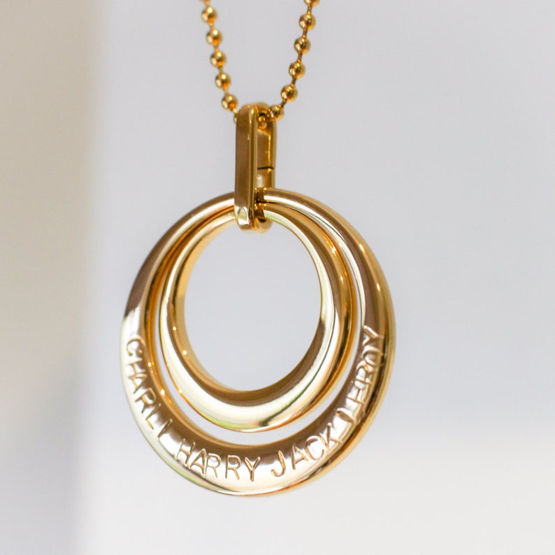 Deluxe Rings Duo Personalised Pendant Necklace Silver Gold Rose Family Mum Jewellery Rings Circles Gift