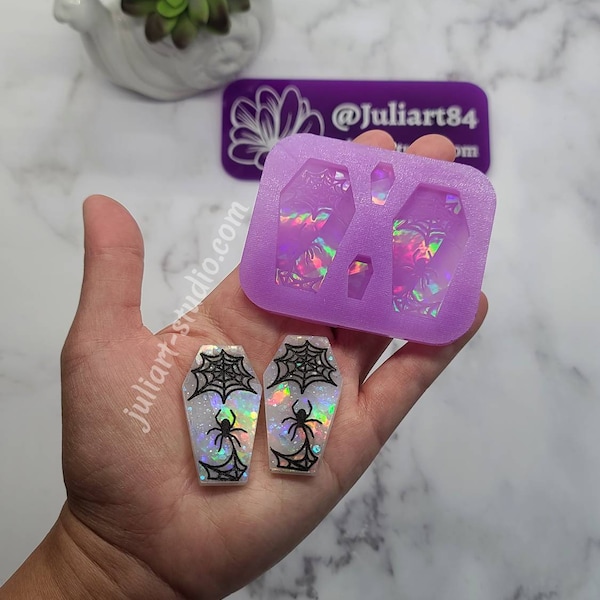 1.75 inch HOLO Coffin Earrings Silicone Mold for epoxy resin casting