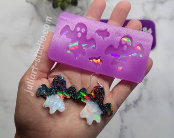 1.5 inch HOLO Ghost Earrings Silicone Mold for epoxy resin casting
