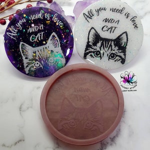 4 inch Cat Love Coaster Silicone Mold for Resin casting