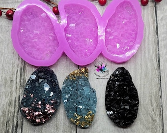 2.5 inch Druzy Agate Slices (3-slot) Silicone Mold for Resin casting