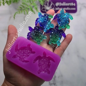 1.6 inch Druzy Turtle Pair Silicone Mold for Resin casting