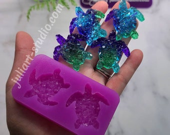 1.6 inch Druzy Turtle Pair Silicone Mold for Resin casting