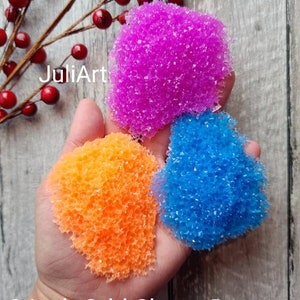 May include: Three 3-inch odd-shaped druzy insert molds in pink, orange, and blue. Price for one mold only. Picture shows color examples.
