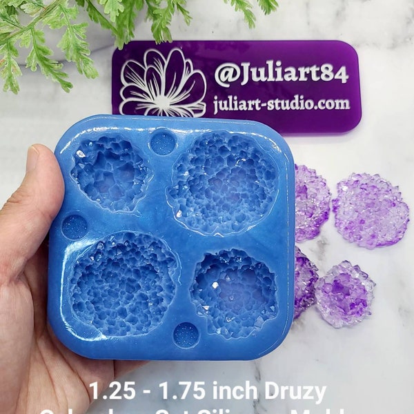 1.25 - 1.75 inch Druzy Cabochon Set (4-slot) Silicone Mold for Resin casting