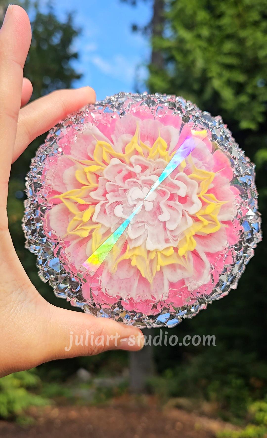 4.75 Inch HOLO Crystal Edge Coaster (ROUND) Silicone Mold 4.75 Inch HOLO Crystal Edge Coaster (ROUND) Silicone Mold