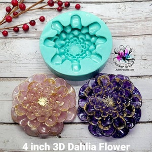 4 inch 3D Dahlia Flower Silicone Mold for resin casting.