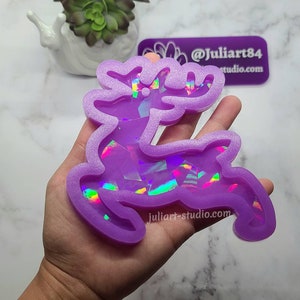 4.5 inch Holographic Reindeer Silicone Mold for resin casting