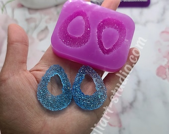 1.26 inch Druzy Teardrop Earrings Silicone Mold for Resin casting