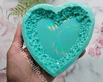 4.5 Inch HOLO Crystal Edge Coaster (heart Shape) Silicone