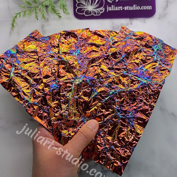 IRIDESCENT DICHROIC SHEET For Resin Art- High Gloss Orange / Burnt Sienna (Not sold as a set)