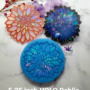 5.25 inch Holographic Dahlia Silicone Mold for Resin