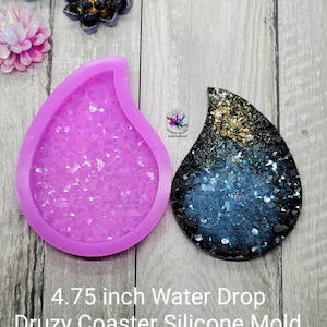 4.75 inch Water Drop / Tear Drop Druzy Coaster Silicone Mold for Resin casting