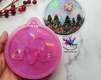 4.5 inch Holographic Bauble FOREST Silicone Mold for resin casting