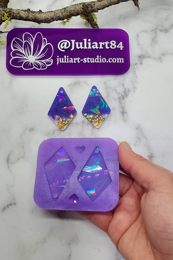 Holographic Diamond Shape Resin Earrings