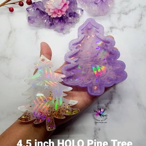 4.5 inch Holographic Pine Tree Silicone Mold for Resin