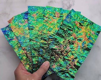 IRIDESCENT DICHROIC SHEET For Resin Art - Glossy Green Leaf (Not sold as a set)