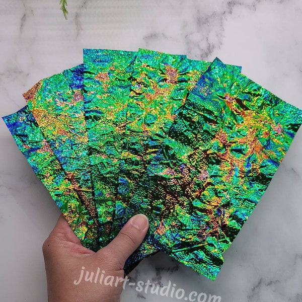 IRIDESCENT DICHROIC SHEET For Resin Art - Glossy Green Leaf (Not sold as a set)