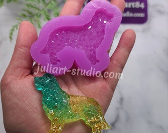 2.6 inch Druzy Golden Retriever Silicone Mold for Resin casting