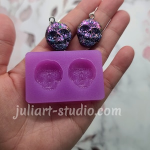 3D Sugar Skull Earrings Silicone Mold