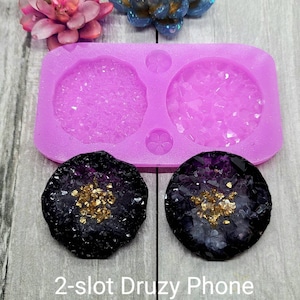 2-slot Druzy Grips Silicone Mold for Resin casting