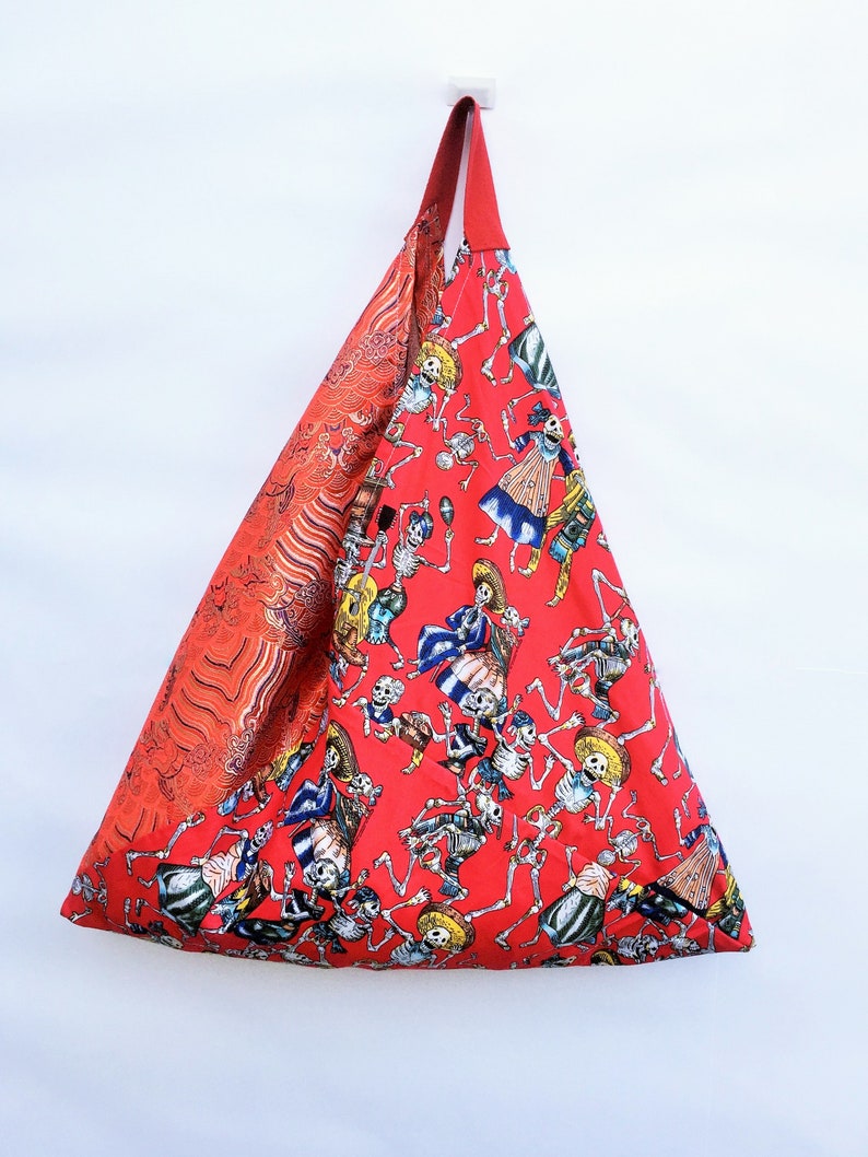 unique gift ideas for her by Jiakuma trending Bento bag boho bag most popular item dia de los muertos fabric bag eco bag origami bag