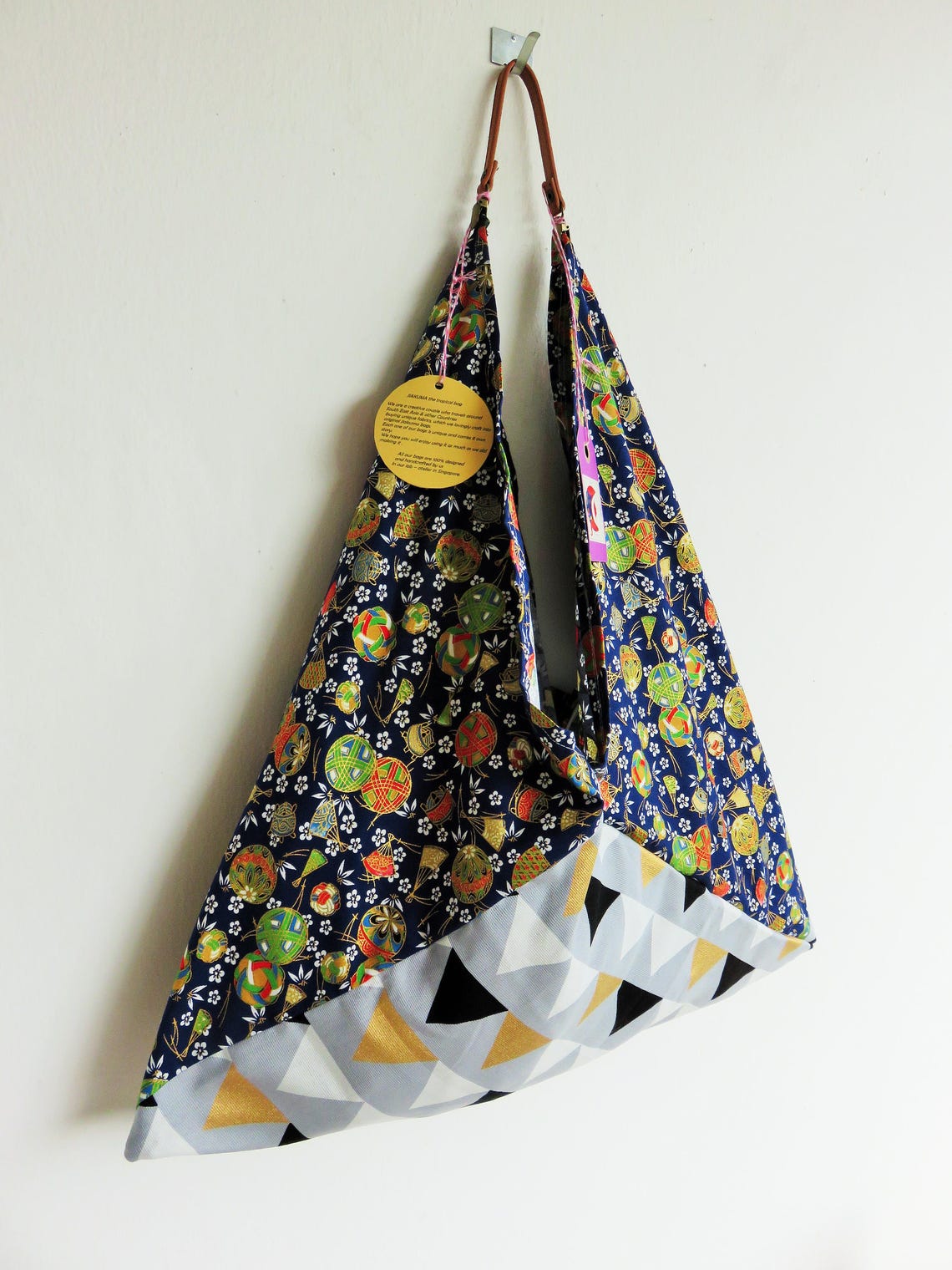 Origami bento bag triangle tote bag large hobo bag tote | Etsy