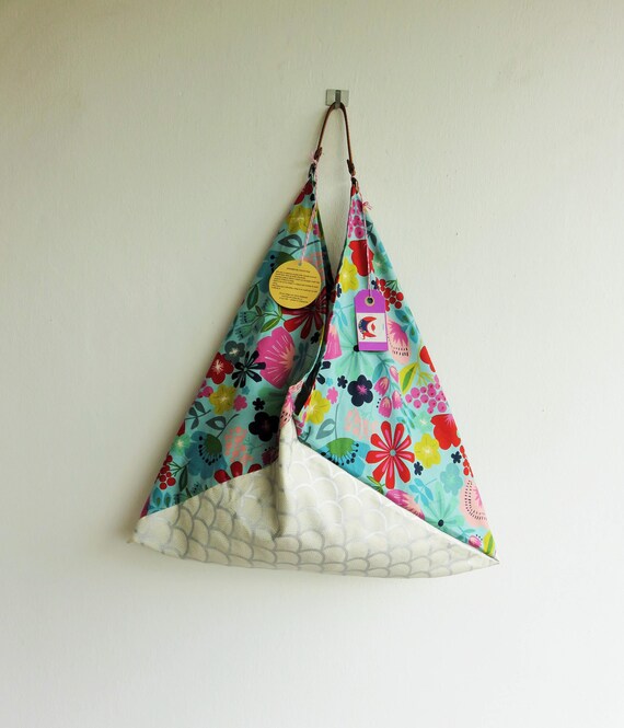 Origami bento bag summer tote bag flower print foldable | Etsy