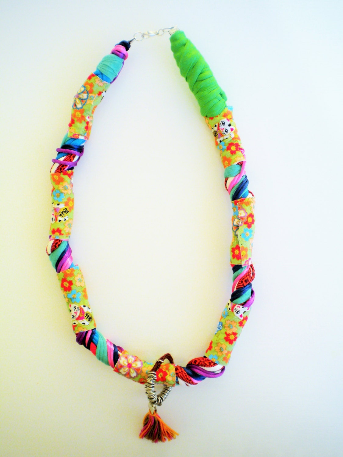 Trendy necklace boho tassel necklace fabric necklace boho | Etsy