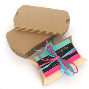 Kraft Pillow Boxes 3.25" x 3" x 1", Small Favor Boxes, Gift Card Holder, Treat Boxes, Packaging, Craft Supply