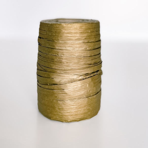 Metallic Gold Raffia, Quality Paper Ribbon, Gift Wrapping and Packaging, Craft Supply, 100 Yards Spool