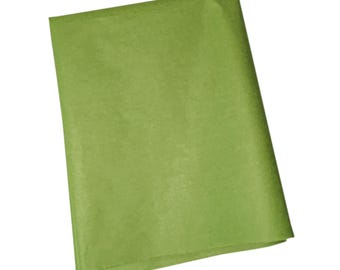 May include: A stack of folded, light green tissue paper. The paper has a slightly textured appearance and a matte finish. The color is a vibrant, spring-like green.