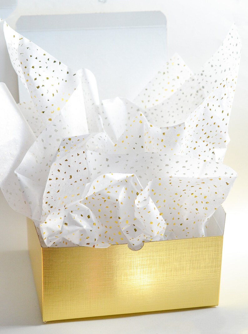 Printed Tissue Paper Gold Foil Sparkle Decoupage Paper Etsy