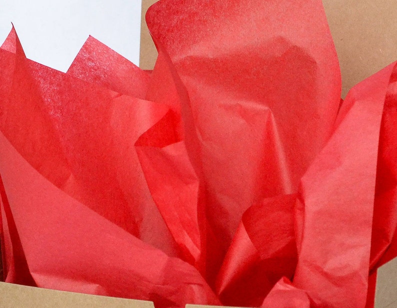 Tissue Paper Red, Large Folded Sheets, Wrapping Paper, Gift Packaging, Craft Supply, Party Supply image 2