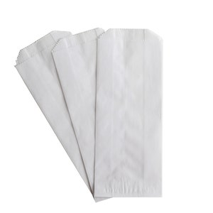 Paper Bags, 3&quot; x 1.25&quot; x 6.75&quot; White, Wedding Favor Bags, Glassine Bags, Treat Bags, Gusseted Bags, Craft Supply, 100 Pcs