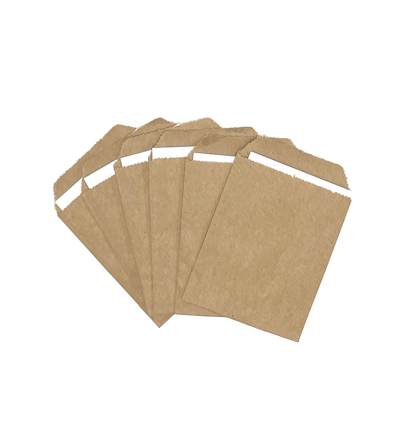 Mini bolsas de papel 4 x 2.75 Kraft marrón, sacos de papel, bolsas de favor de semillas 25 Bags & Cards