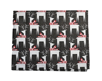 Papel de seda impreso, impresión de ciervos en papel negro, embalaje de regalo, papel de regalo, papel de regalo de Navidad, suministros para manualidades, 10 hojas