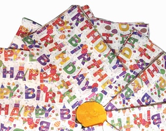 Tissue Paper Birthday, 10 Large Folded Sheets, Wrapping Paper, Craft Supply, Gift Packaging
